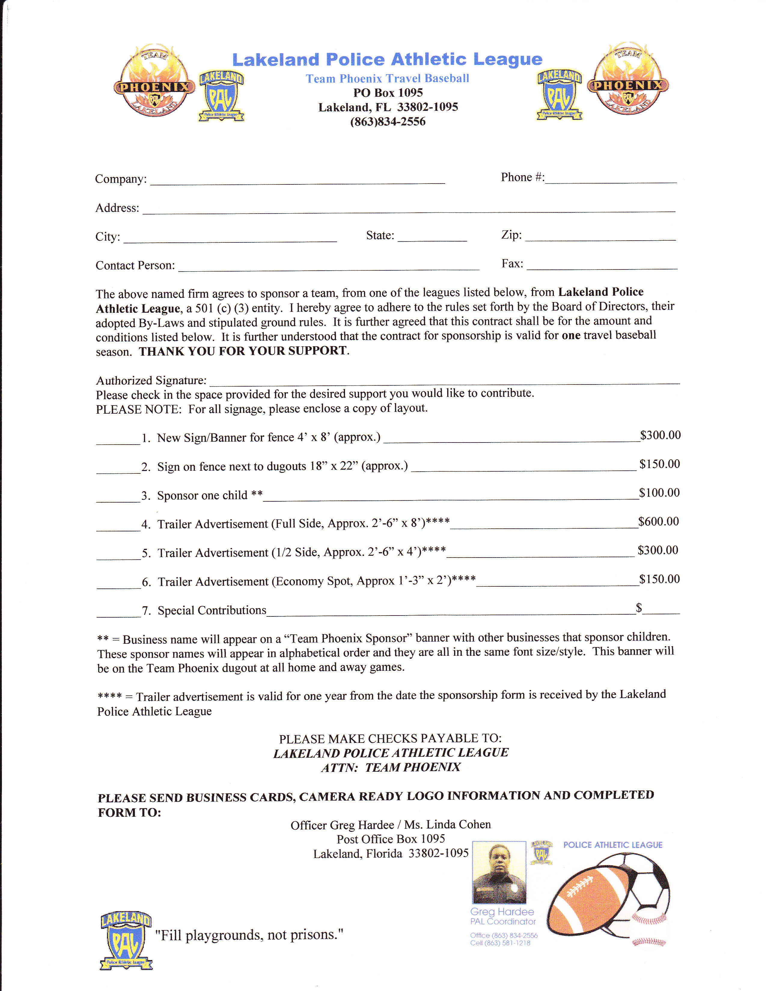 baseball team sponsorship form team sponsorship form
